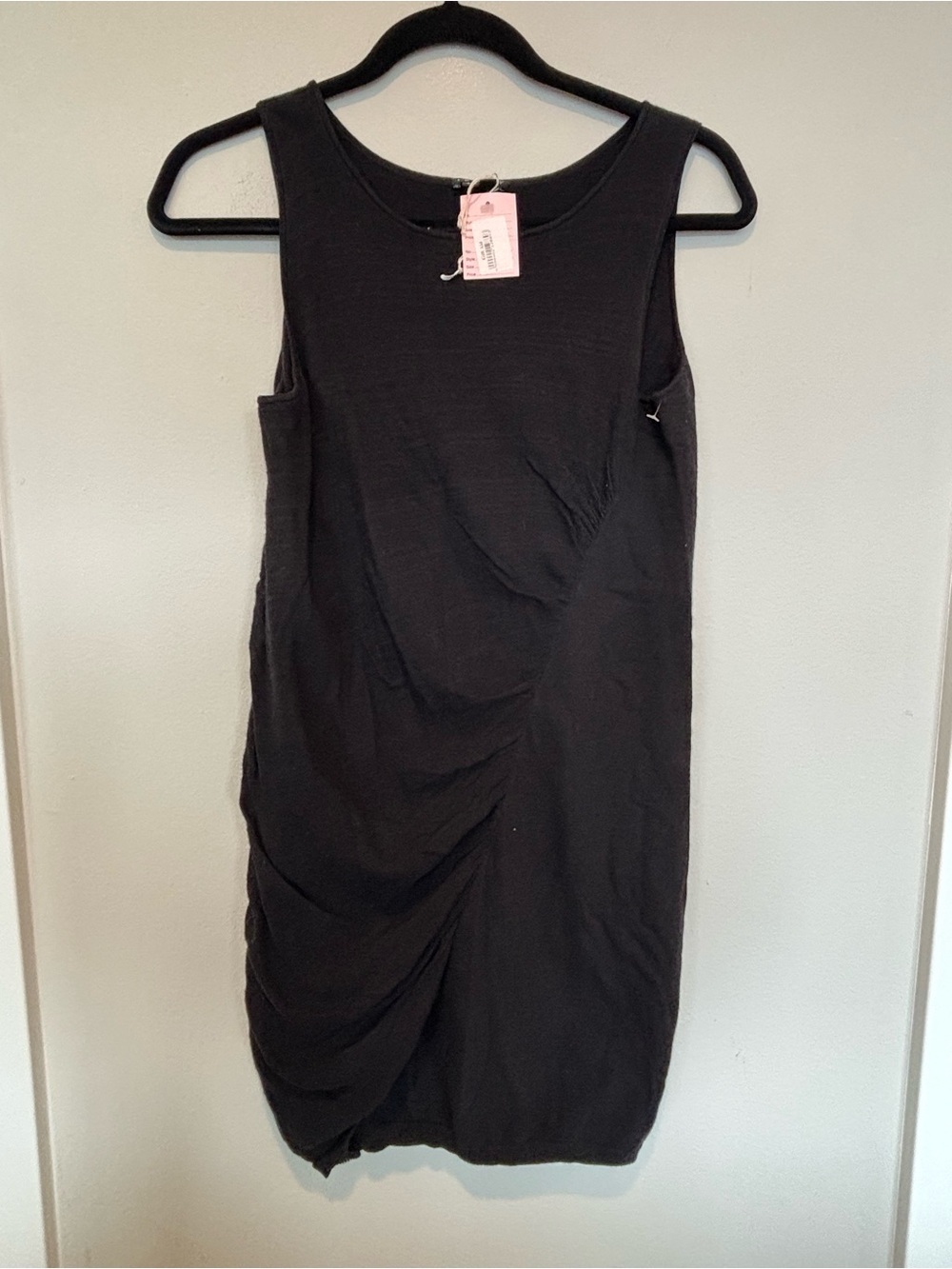Theory Black Sleeveless Sweater Ruched Midi Dress